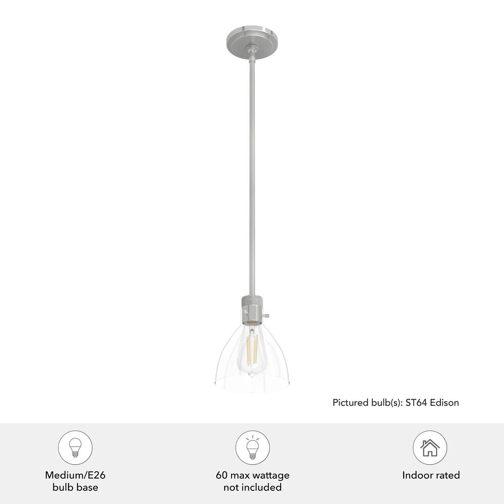 Hunter Van Nuys 1-Light Mini Pendant in Brushed Nickel, , large