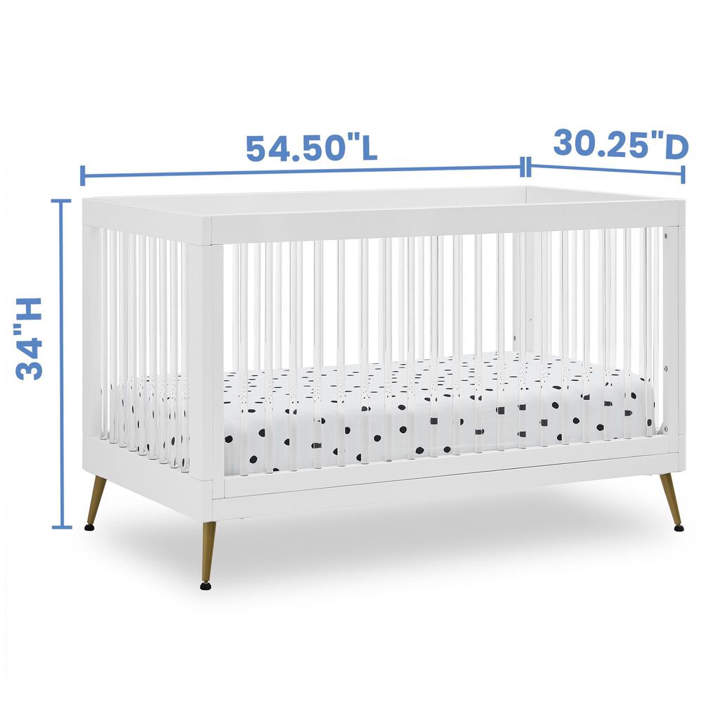 Delta Sloane 4-In-1 Acrylic Convertible Crib in Bianca White and Melted Bronze, , large