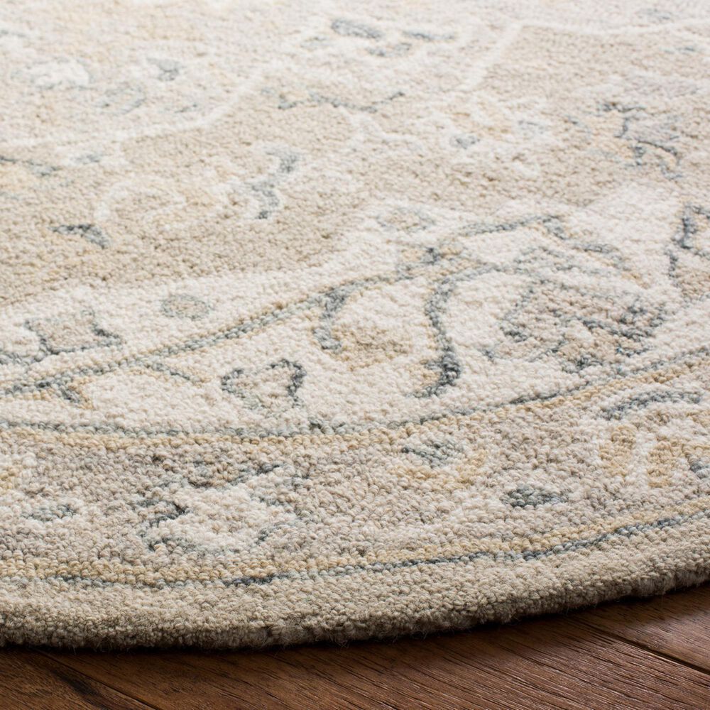 Safavieh Micro-Loop MLP505F 5&#39; Round Light Grey and Ivory Area Rug, , large