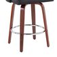 LumiSource Dahlia Swivel Counter Stool with Black Faux Leather Upholstery in Walnut and Chrome (Set of 2), , large