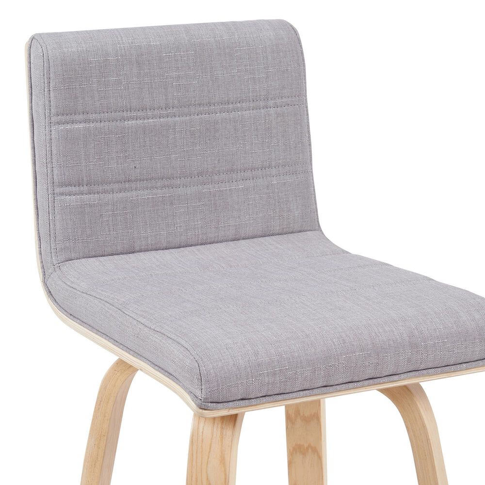 Armen Living Vienna Swivel Bar Height Stool with Gray Upholstery in Patterned Oak, , large