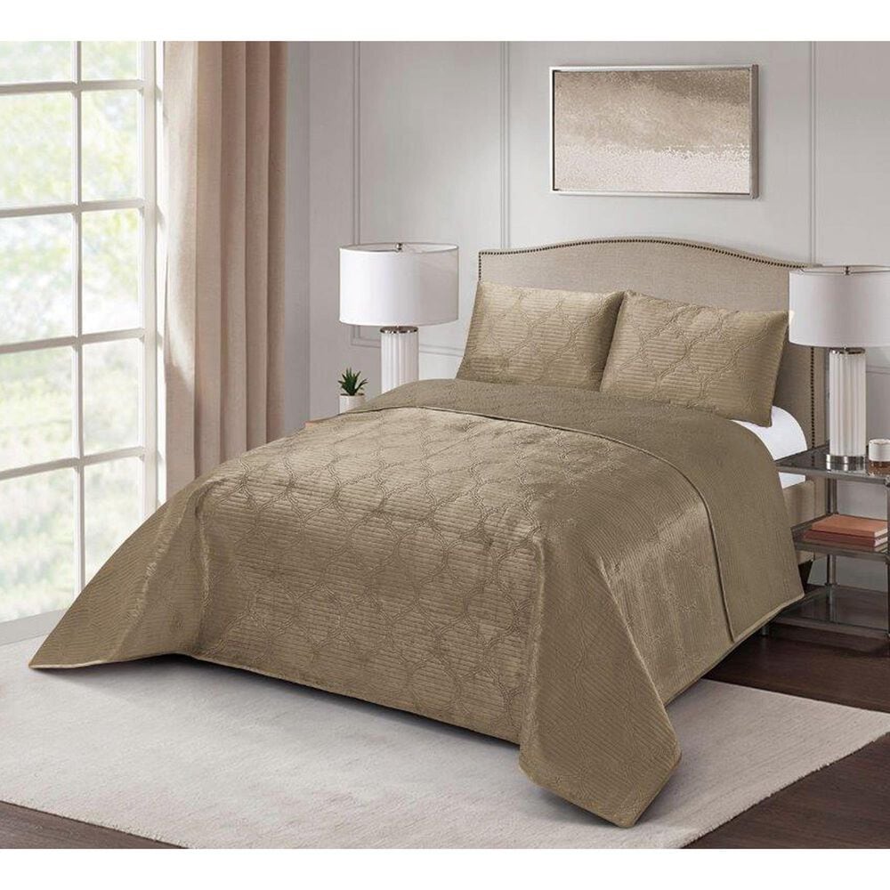 Duke Imports Virah Bella Micromink 3-Piece King Quilt Set in Mocha Tetra, , large