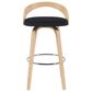 Armen Living Sonia Swivel Bar Height Stool with Black Upholstery in Oak, , large