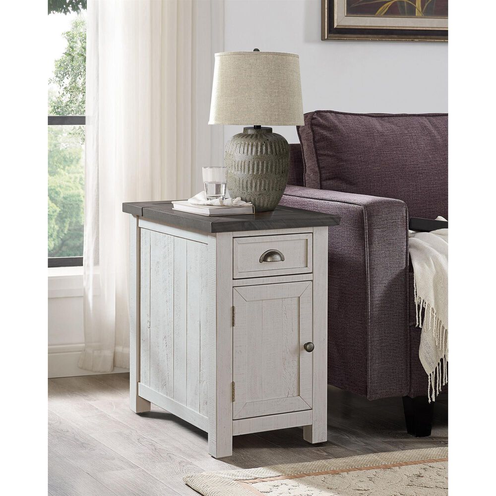 Martin Svensson Home Monterey Power Chairside Table in White Stain and Grey, , large
