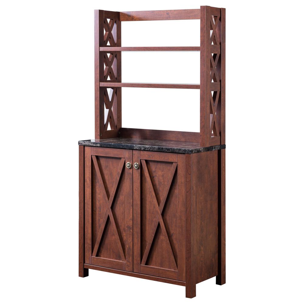Furniture of America Plummer Kitchen Cabinet in Vintage Walnut, , large