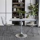 Leisuremod LeisureMod Verve Collection 36 Square Dining Table, Brushed Base with Laminated White Marbleized Top, , large