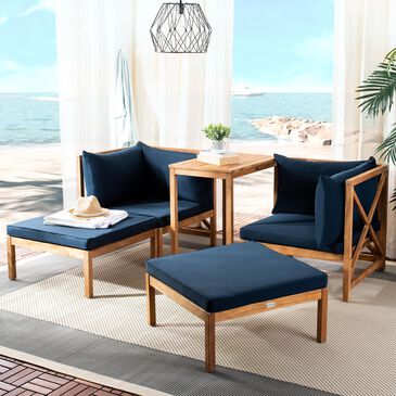 Safavieh Ronson 5-Piece Sectional Set in Natural/Navy, , large