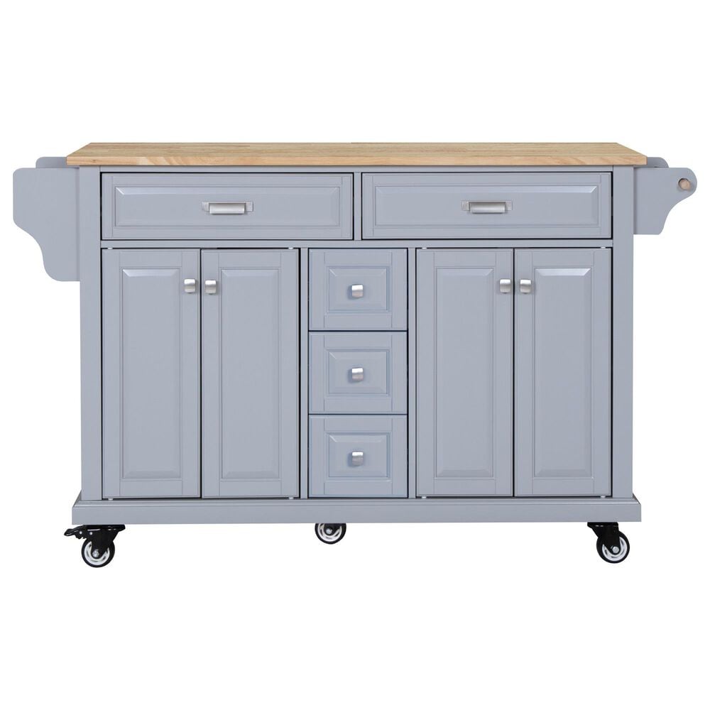 HOMLUX Kitchen Island Cart with Storage Cabinet in Grey, , large
