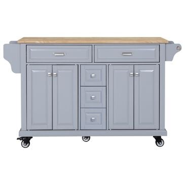HOMLUX Kitchen Island Cart with Storage Cabinet in Grey, , large