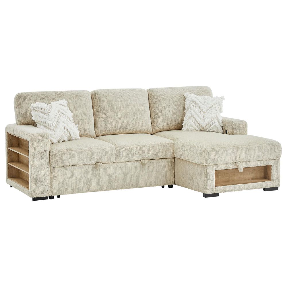 Modern Market Stationary Right Facing Sofa Bed with Bluetooth Speaker in Ivory, , large