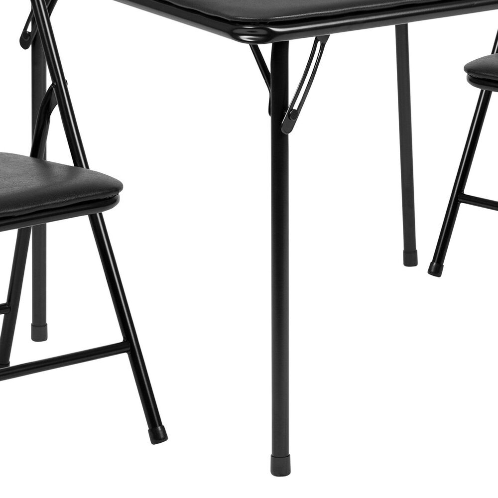 Flash Furniture Mindy 3Piece Kids Folding Table and Chair Set in Black NFM