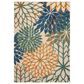 Nourison Aloha 10" x 14" Blue and Green Indoor/Outdoor Area Rug, , large