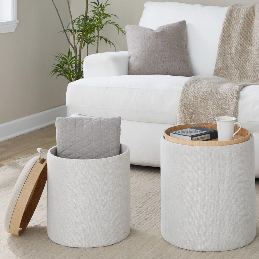 Lumisource Tray 2-Piece Nesting Ottoman Set in Cream, , large