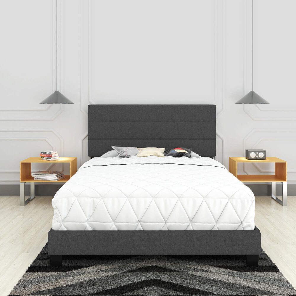 Accent Sicily Queen Upholstered Platform Bed in Black, , large
