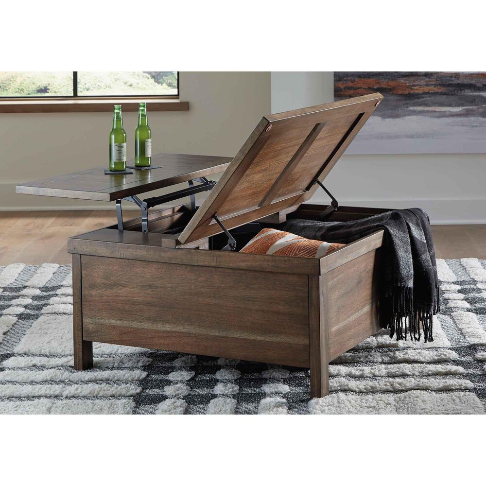Ashley Moriville Lift Top Coffee Table in Grayish Brown, , large