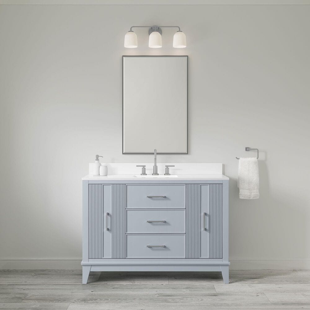 37B Fenwick 48" Single Bathroom Vanity in Soft Blue with Glossy White Composite Stone Top and Backsplash, , large