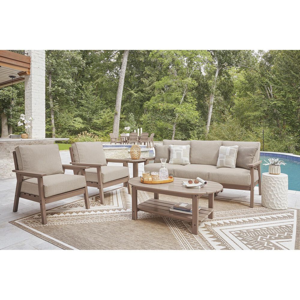 Ashley Grover Beach Outdoor Lounge Chair with Cushion in Driftwood, , large