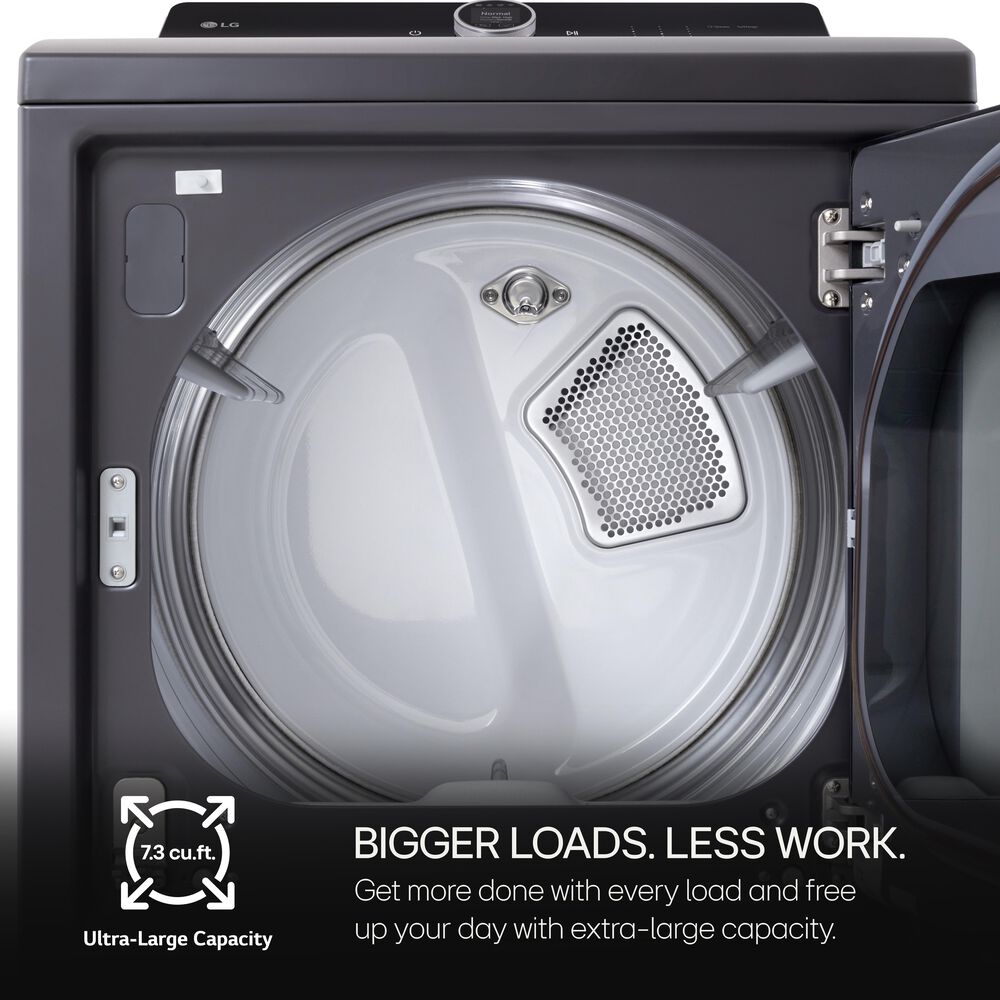 LG 7.3 cu. ft. Vented SMART Electric Dryer in Matte Black with EasyLoad Door, TurboSteam and Sensor Dry Technology, , large