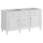 James Martin Vanities Lorelai 60" Double Vanity in Bright White with Single Hole and 3 cm White Zeus Quartz Top & Backsplash, , large