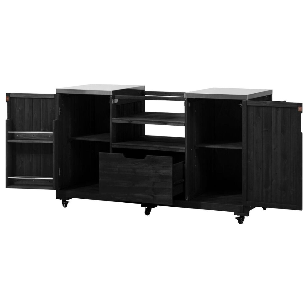 HOMLUX 67" Outdoor Kitchen Island with Stainless Steel Top in Black, , large