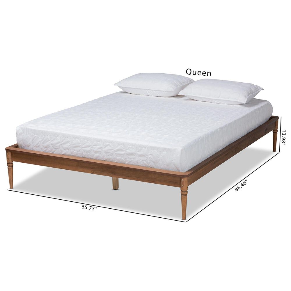 Baxton Studio Tallis Queen Platform Bed Frame in Walnut Brown, , large