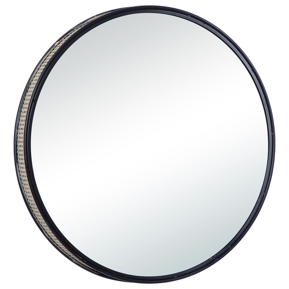 31.5" x 31.5" Wall Mirror in Black and Beige, , large