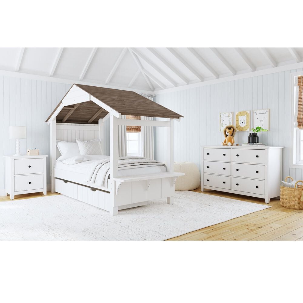 Eastern Shore Lodge Twin Bed with Full Roof in Cookies and Cream, , large