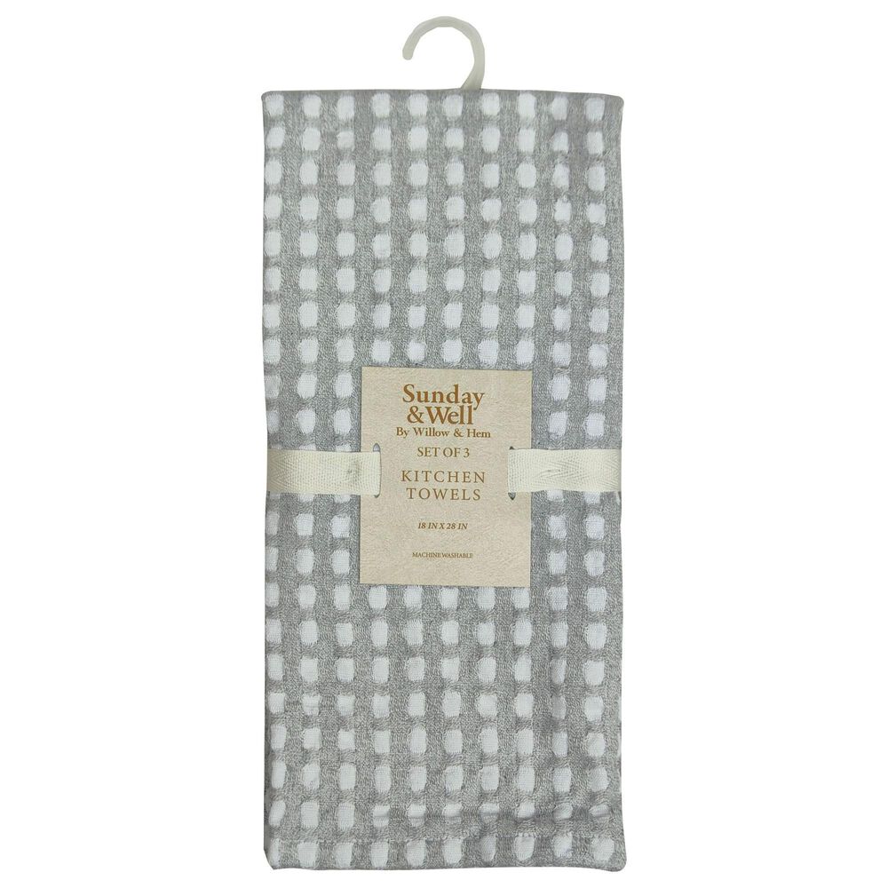 Willow &amp; Hem Charleston Kitchen Towel in Silver (Set of 3), , large