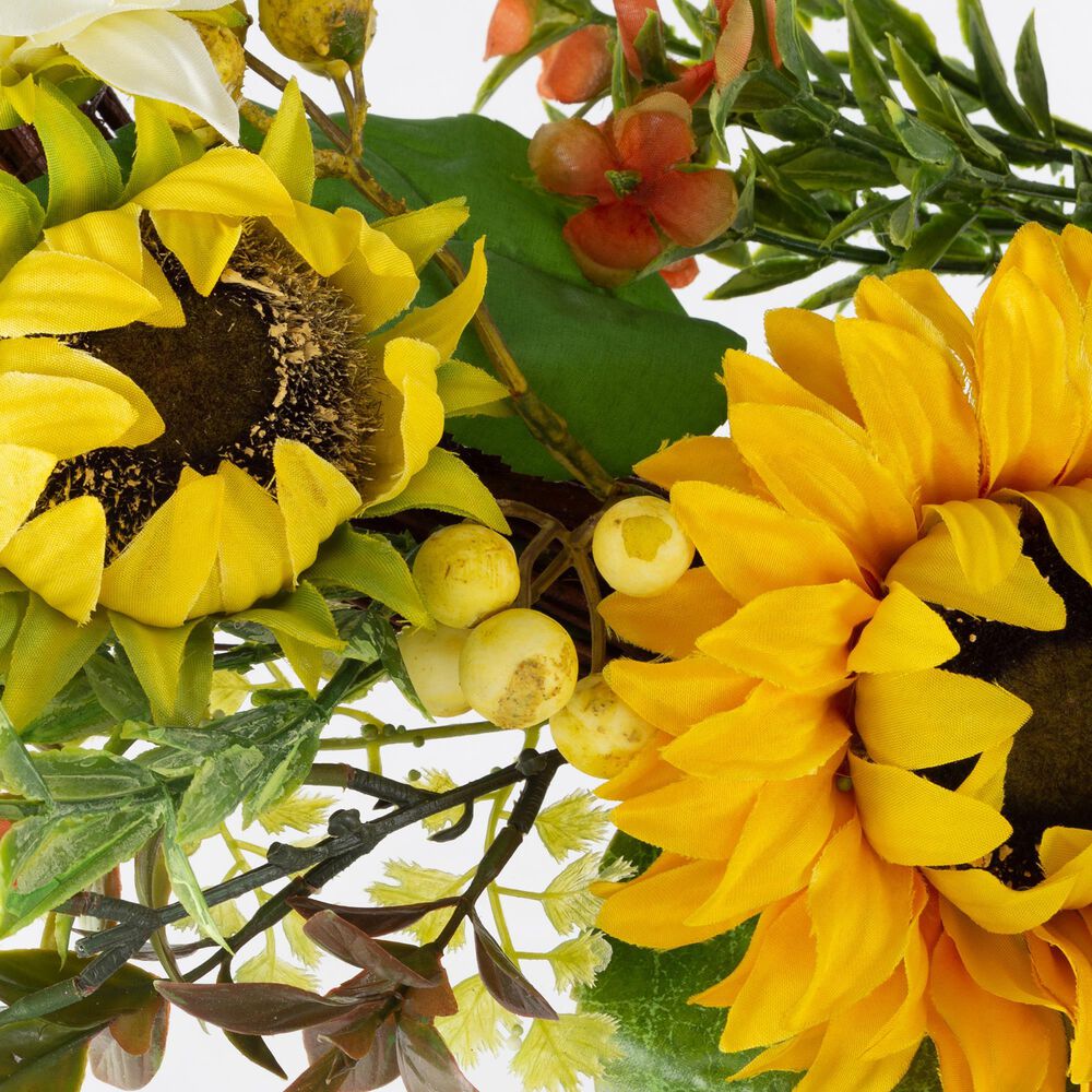 Timberlake 22&quot; Sunflower Wreath in Yellow, Green and White, , large