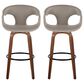 LumiSource Curva 30" Swivel Barstool with Light Grey Upholstery in Walnut and Black (Set of 2), , large