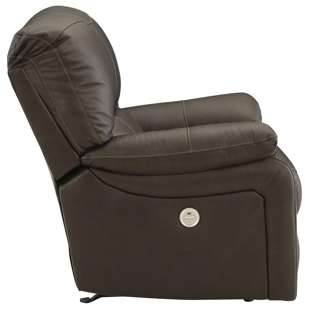 Ashley Leesworth Power Reclining Sofa and Recliner Set in Dark Brown, , large