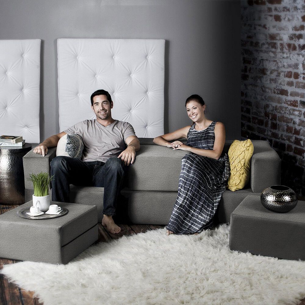 Jaxx Zipline Convertible Sleeper Sofa and Ottoman in Pewter, , large