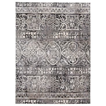 Feizy Kano 3871F 6"7" x 9"6" Charcoal and Ivory Area Rug, , large
