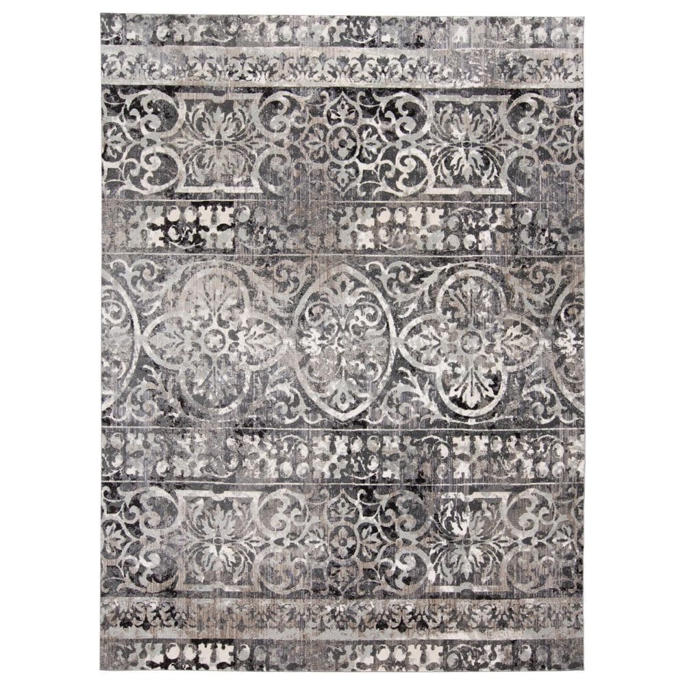 Feizy Kano 3871F 6"7" x 9"6" Charcoal and Ivory Area Rug, , large