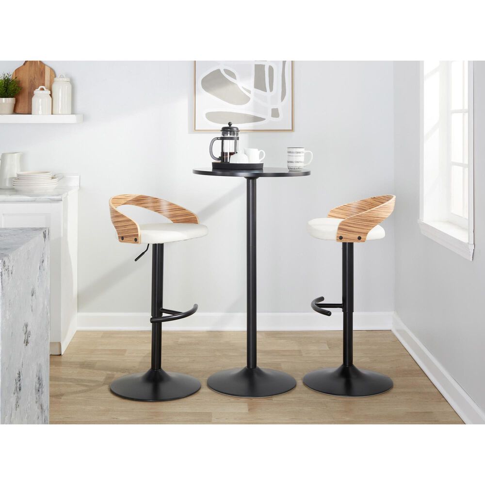 LumiSource Grotto Swivel Barstool with White Faux Leather Upholstery in Black and Zebra (Set of 2), , large