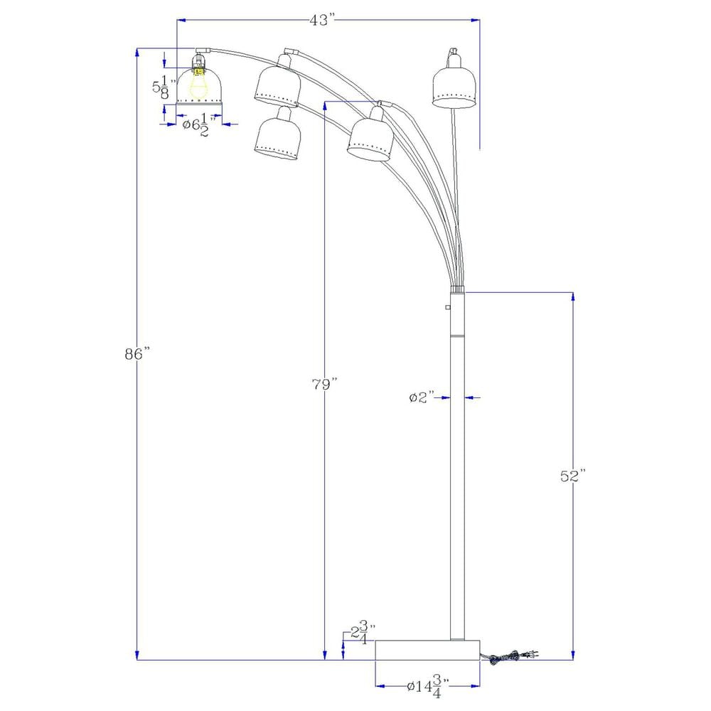 Cal Lighting Ellington 5 Lit arc floor lamp, , large