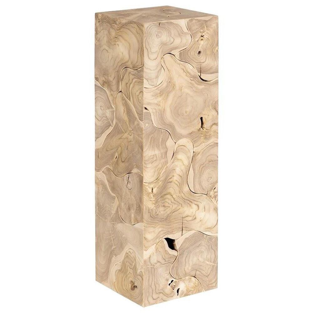 TimberHaus Teak Slice Large Square Pedestal in Bleached Teak, , large