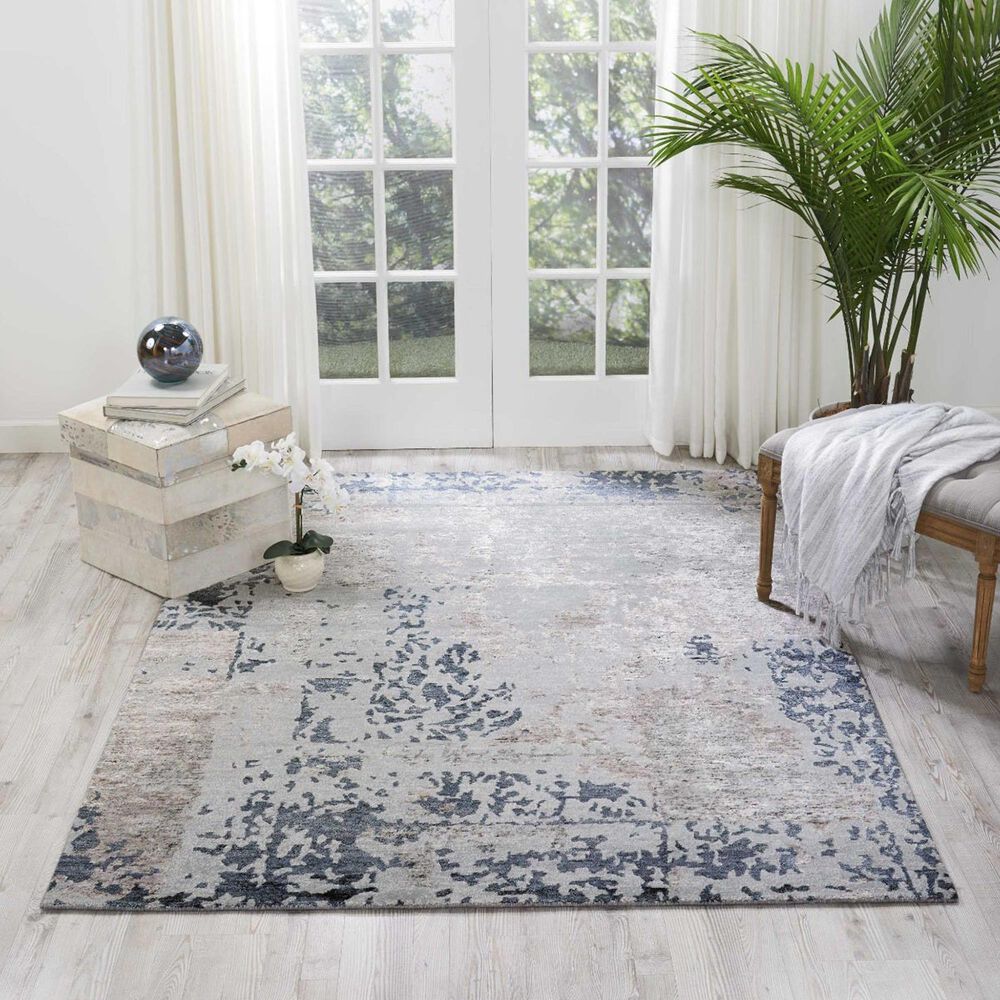 Nourison Silk Shadows 7&#39;9&quot; x 9&#39;9&quot; Silver and Grey Area Rug, , large