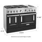 KitchenAid 48" Professional Double Oven Dual Fuel Range in Imperial Black, , large