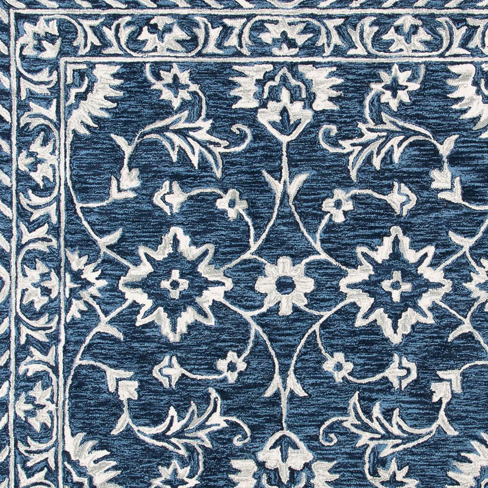 Safavieh Micro-Loop 5&#39; Round Navy and Taupe Area Rug, , large