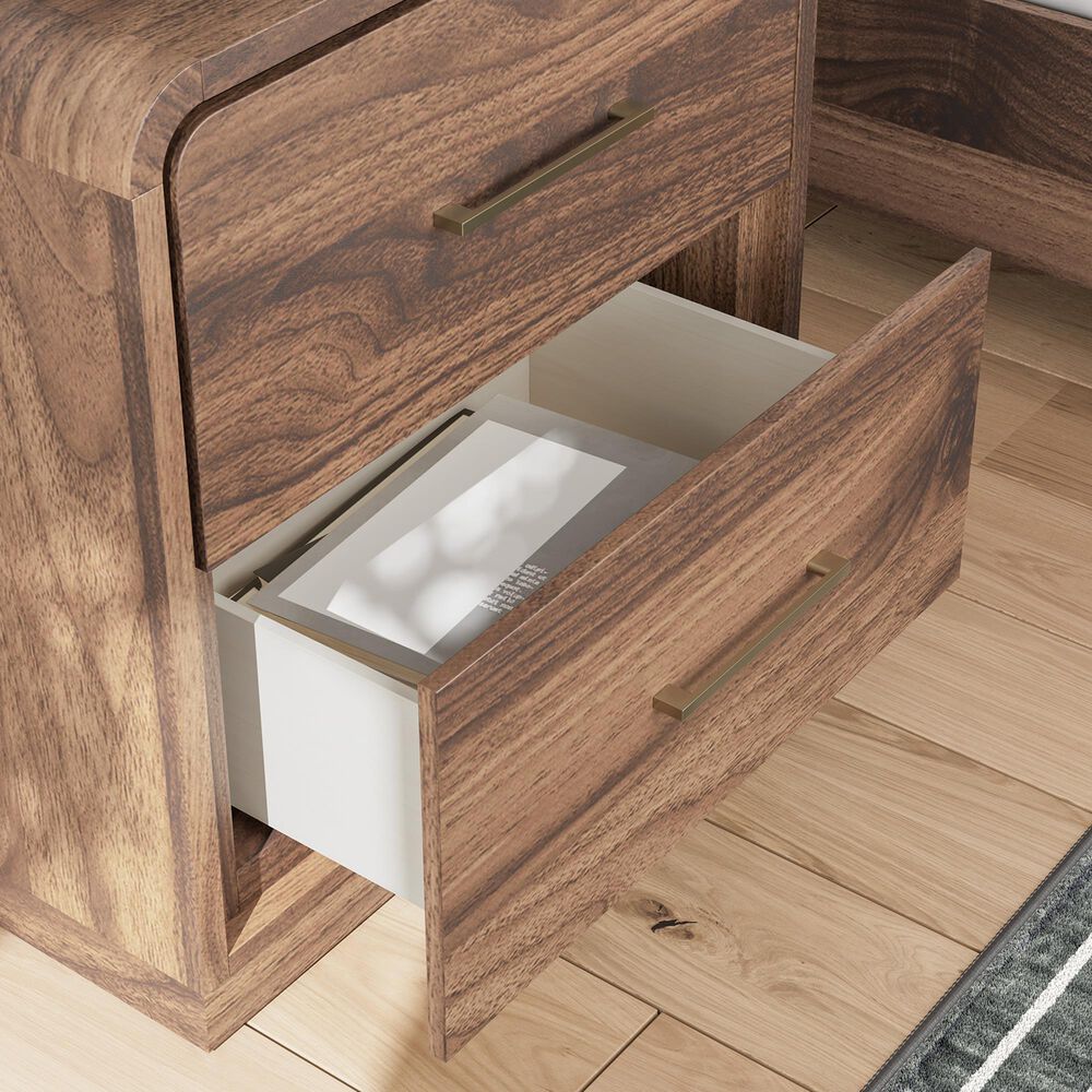 Ashley Fortlorn 4-Piece Queen Bedroom Set in Walnut Brown with LED Light, , large