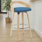 Armen Living Sonia Swivel Bar Height Stool with Blue Upholstery in Oak, , large