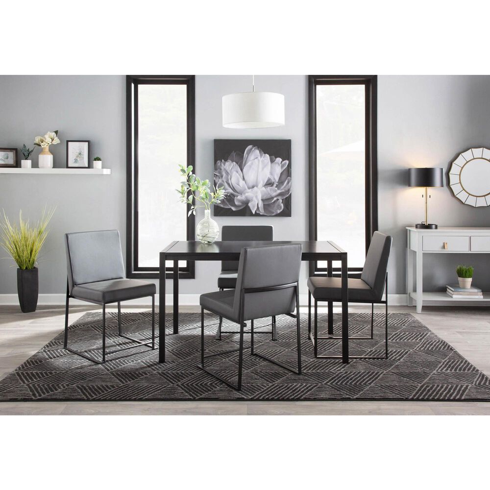 LumiSource Fuji Side Chair with Grey Cushion in Black (Set of 2), , large