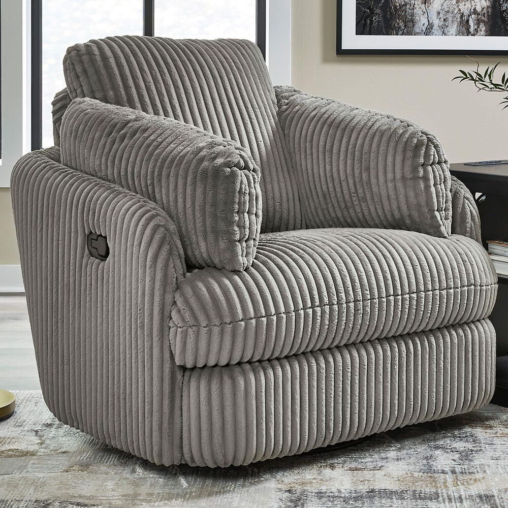 Ashley Tie-Breaker Manual Swivel Glider Recliner in Fog, , large