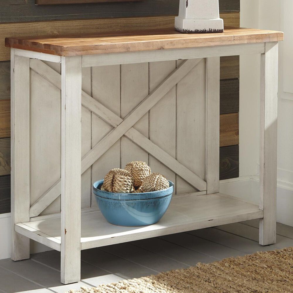 Signature Design by Ashley Abramsland Console Table in White and Brown, , large