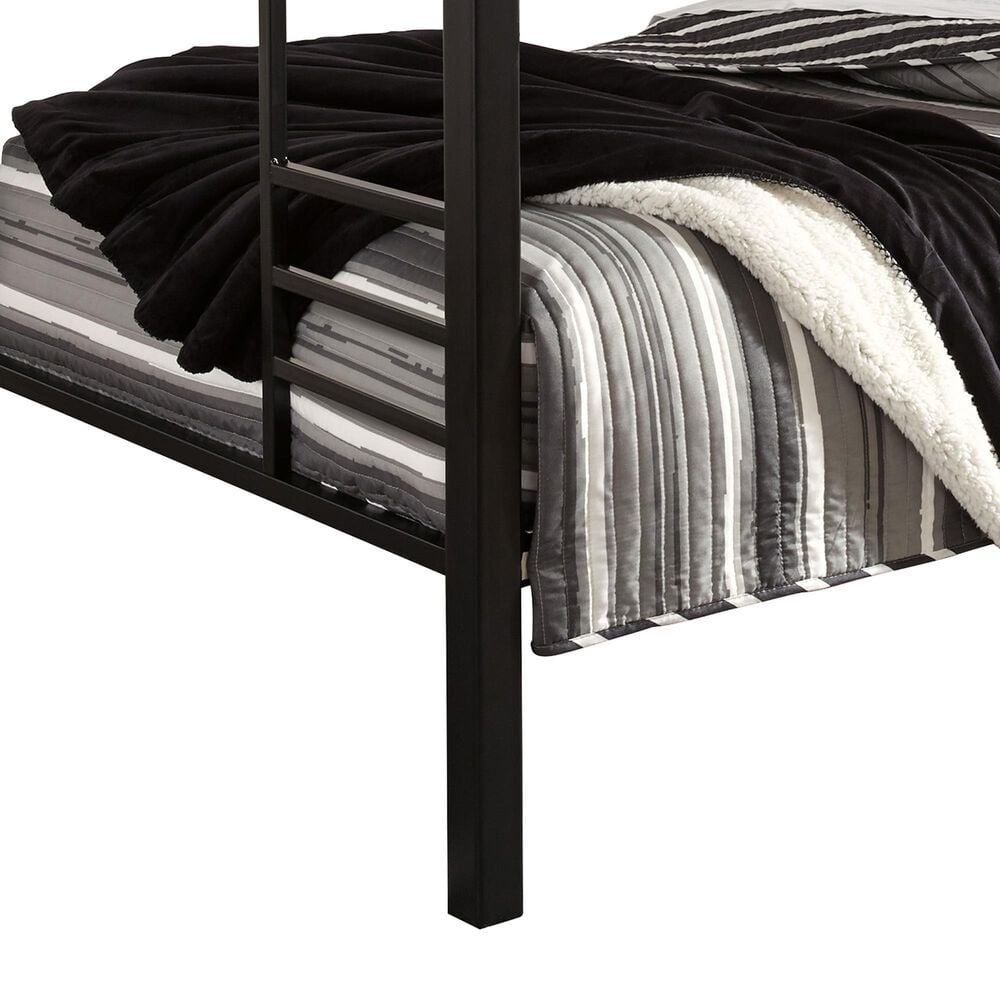 Ashley Dinsmore Twin over Twin Bunk Bed with Ladder in Black/Gray, , large