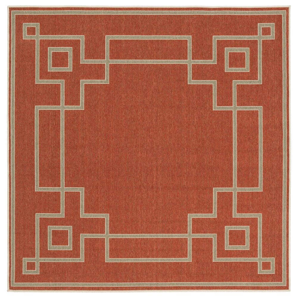 Surya Alfresco 7"3" Square Rust, Brown and Beige Indoor/Outdoor Area Rug, , large