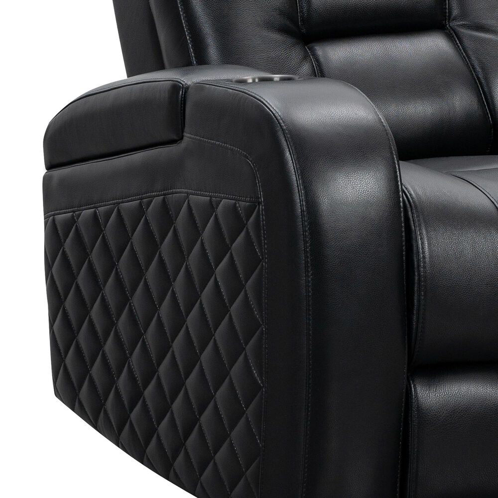 Other Bronston Leather Power Recliner in Black, , large