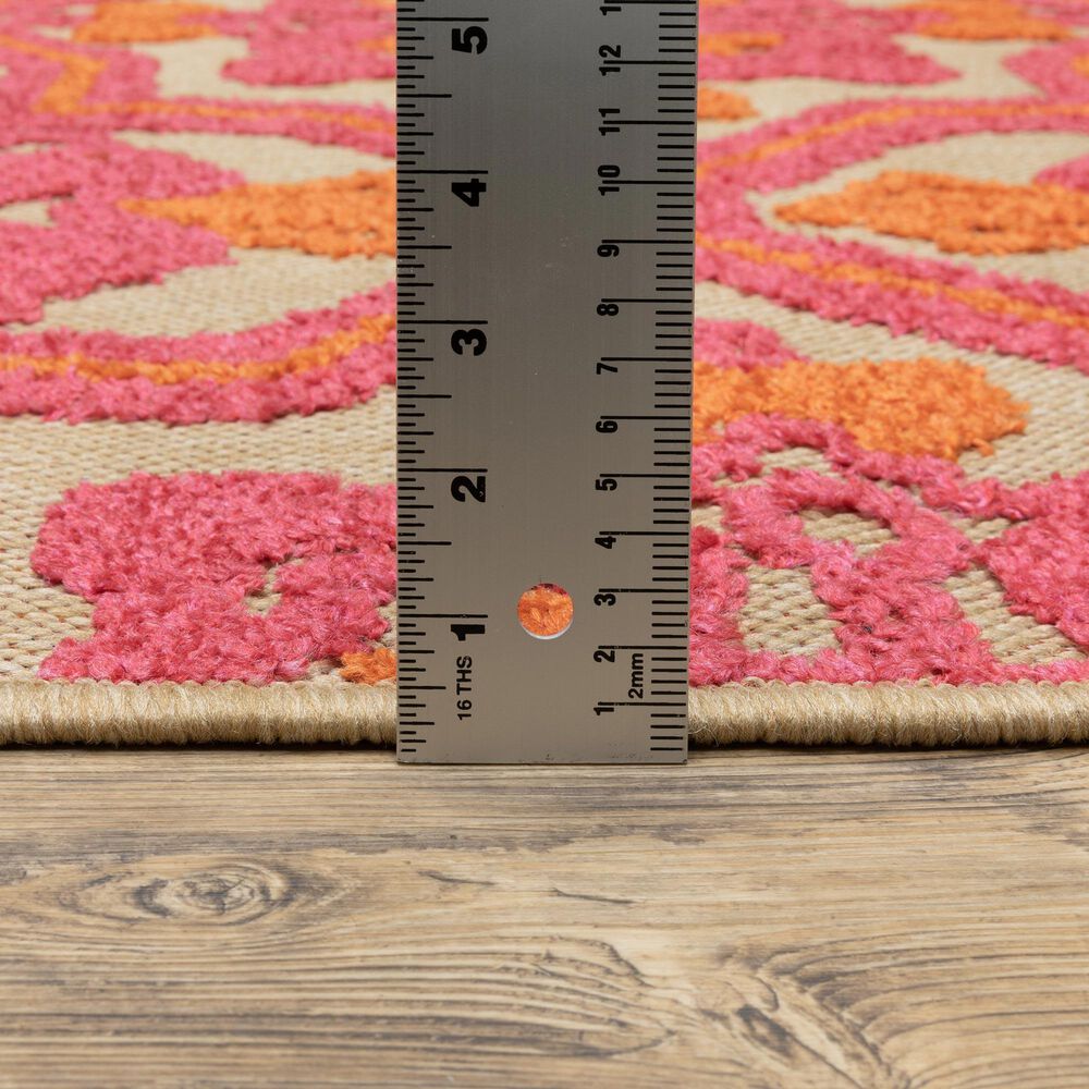 Oriental Weavers Cayman Sand and Pink 3'10" x 5'5" Indoor/Outdoor Area Rug, , large
