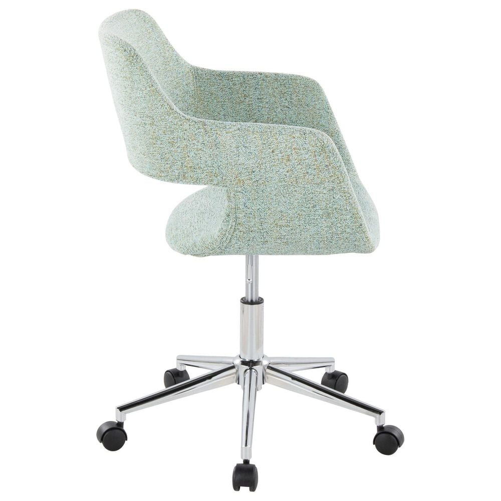 LumiSource Margarite Swivel Task Chair with Light Green Fabric Cushion in Chrome, , large